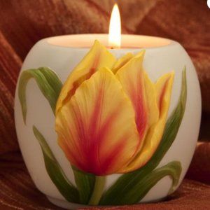 Yellow Tulip Votive candle holder - marble